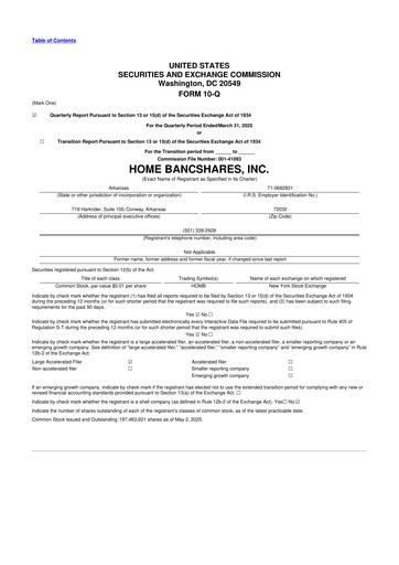 Thumbnail Home BancShares
 10-Q Quarterly Report FY2025 