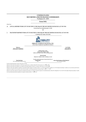 Thumbnail Fidelity National Financial
 10-K Annual Report 2021