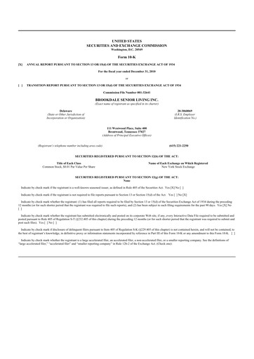 Thumbnail Brookdale Senior Living
 10-K Annual Report 2010