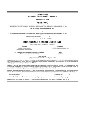 Thumbnail Brookdale Senior Living
 10-Q Quarterly Report FY2013 