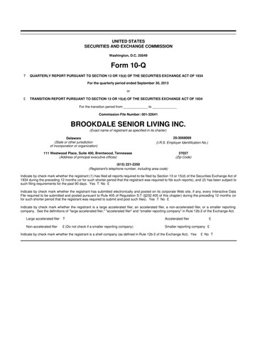 Thumbnail Brookdale Senior Living
 10-Q Quarterly Report FY2013 