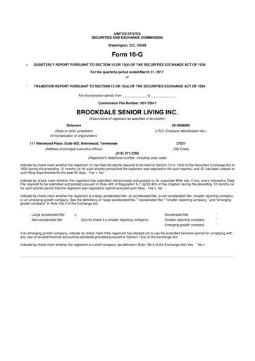 Thumbnail Brookdale Senior Living
 10-Q Quarterly Report FY2017 