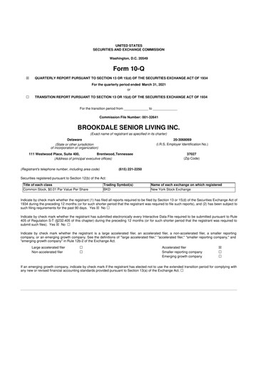 Thumbnail Brookdale Senior Living
 10-Q Quarterly Report FY2021 