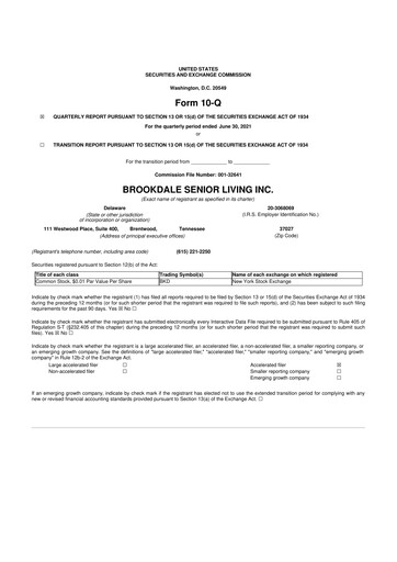 Thumbnail Brookdale Senior Living
 10-Q Quarterly Report FY2021 