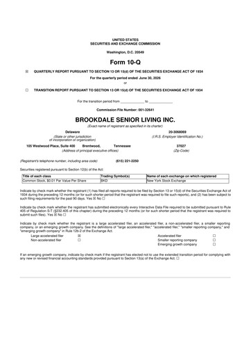 Thumbnail Brookdale Senior Living
 10-Q Quarterly Report FY2026 