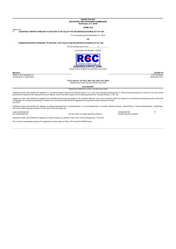 Vorschaubild ACRES Commercial Realty 10-Q Quartalsbericht 2012 