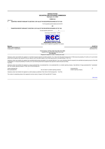 Vorschaubild ACRES Commercial Realty 10-Q Quartalsbericht 2012 