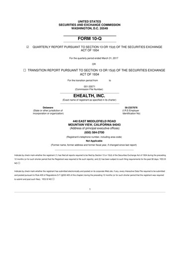 Miniature eHealth 10-Q Rapport trimestriel  