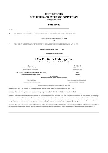 Thumbnail Equitable Holdings
 10-K Annual Report 2018