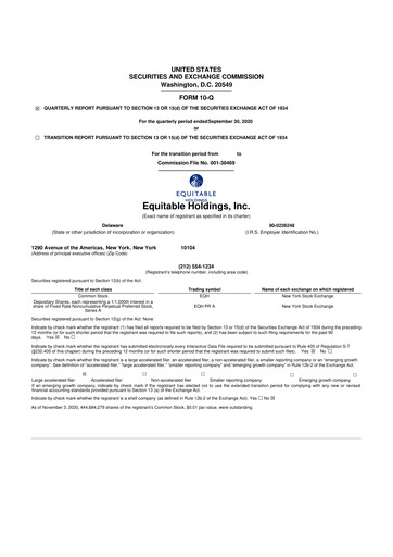 Thumbnail Equitable Holdings
 10-Q Quarterly Report FY2020 