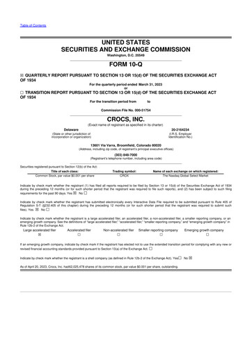 Thumbnail Crocs 10-Q Quarterly Report FY2023 