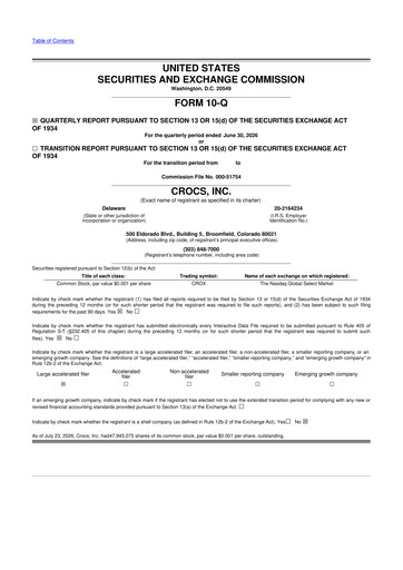 Thumbnail Crocs 10-Q Quarterly Report FY2026 