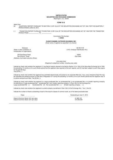 Thumbnail Clear Channel Outdoor
 10-Q Quarterly Report FY2012 