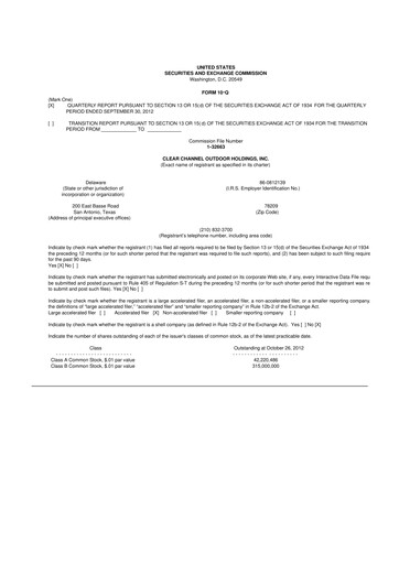 Thumbnail Clear Channel Outdoor
 10-Q Quarterly Report FY2012 