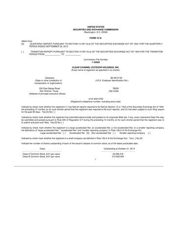 Thumbnail Clear Channel Outdoor
 10-Q Quarterly Report FY2013 