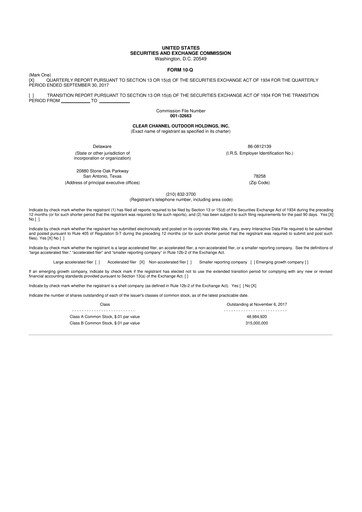 Thumbnail Clear Channel Outdoor
 10-Q Quarterly Report FY2017 