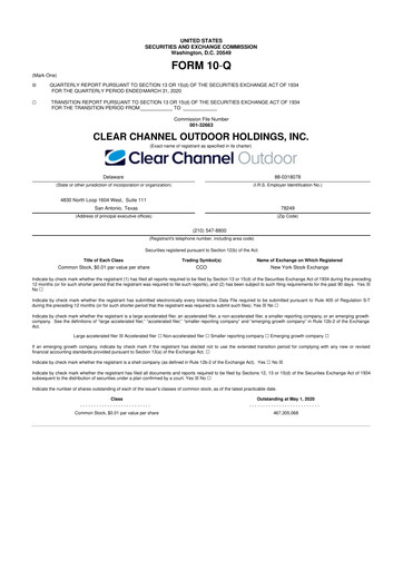 Thumbnail Clear Channel Outdoor
 10-Q Quarterly Report FY2020 