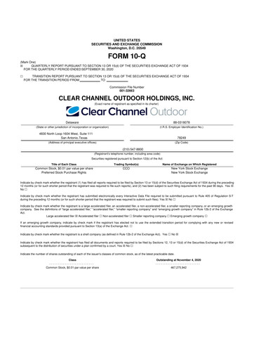 Thumbnail Clear Channel Outdoor
 10-Q Quarterly Report FY2020 