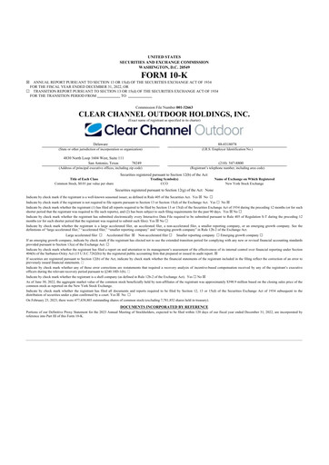 Thumbnail Clear Channel Outdoor
 10-K Annual Report 2022