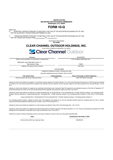 Thumbnail Clear Channel Outdoor
 10-Q Quarterly Report FY2023 