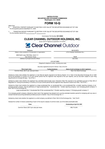 Thumbnail Clear Channel Outdoor
 10-Q Quarterly Report FY2025 