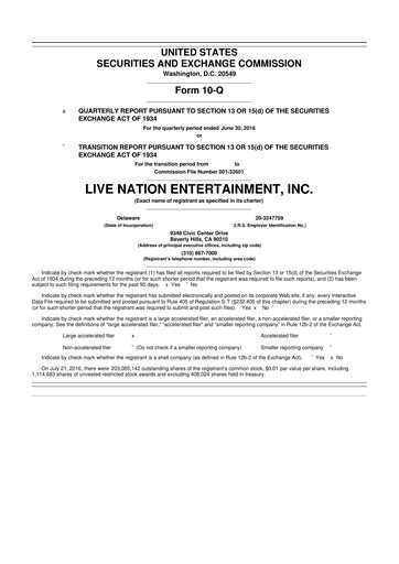 Thumbnail Live Nation
 10-Q Quarterly Report FY2016 