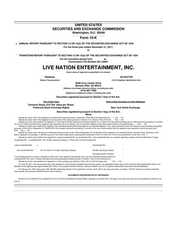 Thumbnail Live Nation
 10-K Annual Report 