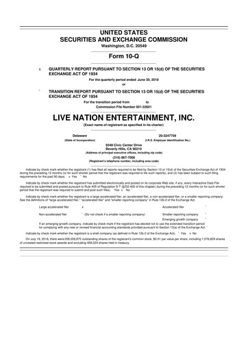 Thumbnail Live Nation
 10-Q Quarterly Report FY 