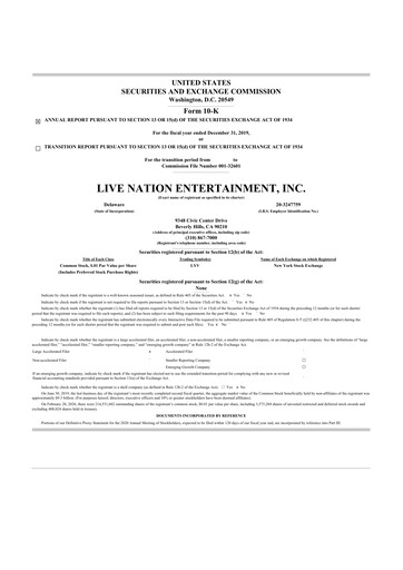 Thumbnail Live Nation
 10-K Annual Report 2019