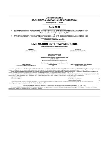 Thumbnail Live Nation
 10-Q Quarterly Report FY2021 