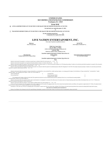 Thumbnail Live Nation
 10-K Annual Report 2021