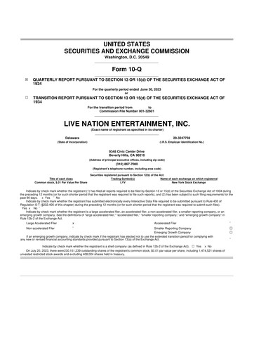 Thumbnail Live Nation
 10-Q Quarterly Report FY2023 