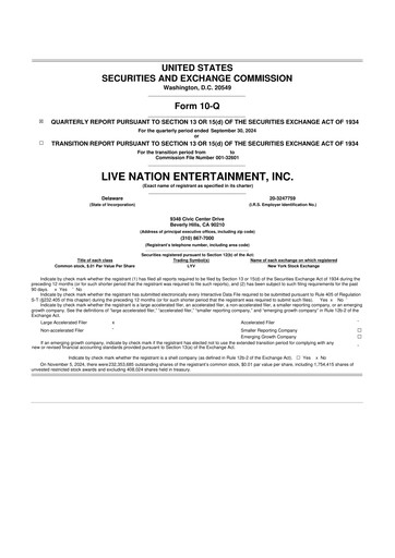 Thumbnail Live Nation
 10-Q Quarterly Report FY2024 