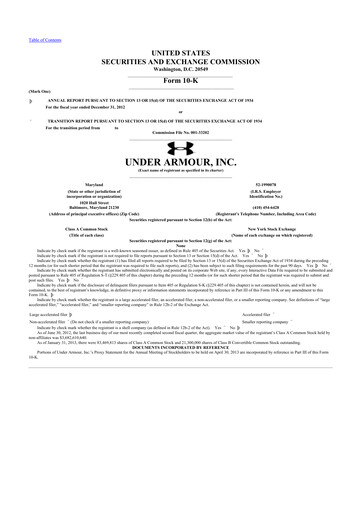 Thumbnail Under Armour
 10-K Annual Report 2012