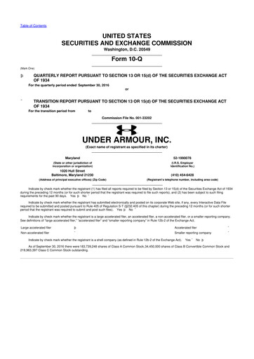Thumbnail Under Armour
 10-Q Quarterly Report FY2016 