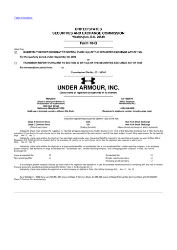 Thumbnail Under Armour
 10-Q Quarterly Report FY2020 
