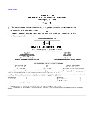 Thumbnail Under Armour
 10-Q Quarterly Report FY2021 