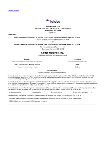 Thumbnail Leidos 10-Q Quarterly Report FY2016 
