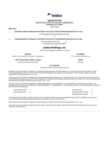 Thumbnail Leidos 10-Q Quarterly Report FY2019 