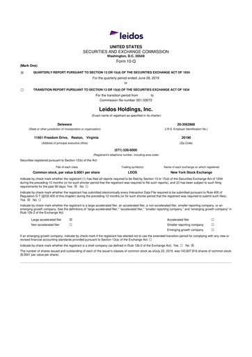 Thumbnail Leidos 10-Q Quarterly Report FY2019 