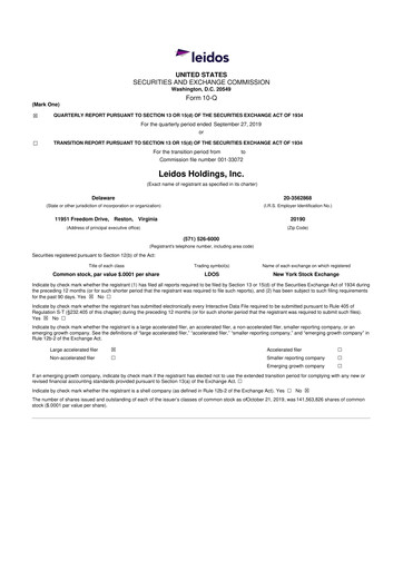 Thumbnail Leidos 10-Q Quarterly Report FY2019 