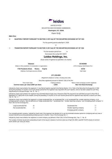 Thumbnail Leidos 10-Q Quarterly Report FY2025 