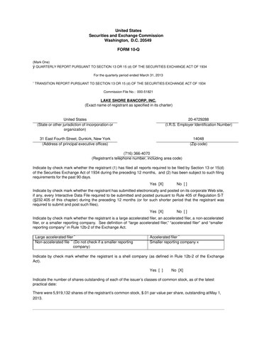Thumbnail Lake Shore Bancorp 10-Q Quarterly Report FY2013 