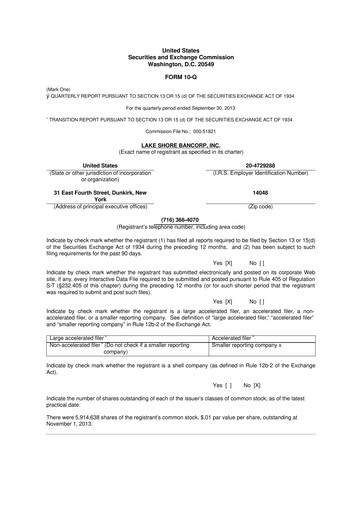 Thumbnail Lake Shore Bancorp 10-Q Quarterly Report FY2013 