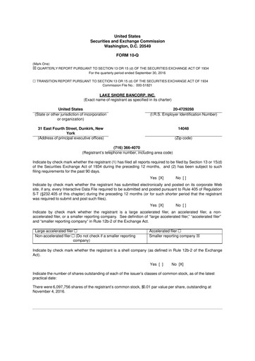 Thumbnail Lake Shore Bancorp 10-Q Quarterly Report FY2016 