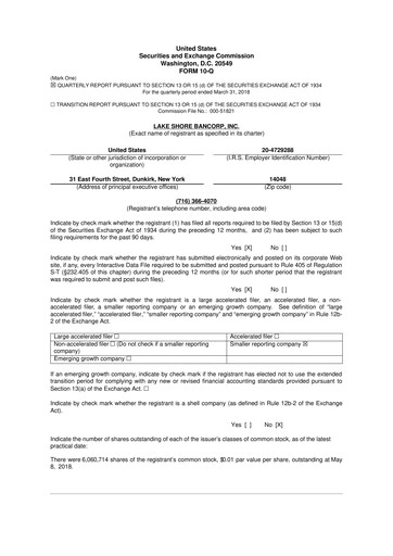 Thumbnail Lake Shore Bancorp 10-Q Quarterly Report FY2018 