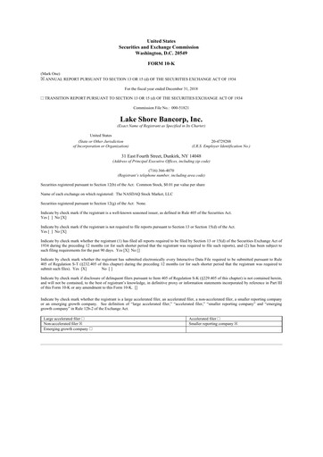 Thumbnail Lake Shore Bancorp 10-K Annual Report 2018