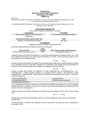 Thumbnail Lake Shore Bancorp 10-Q Quarterly Report FY2019 