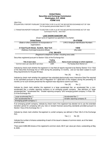 Thumbnail Lake Shore Bancorp 10-Q Quarterly Report FY2020 