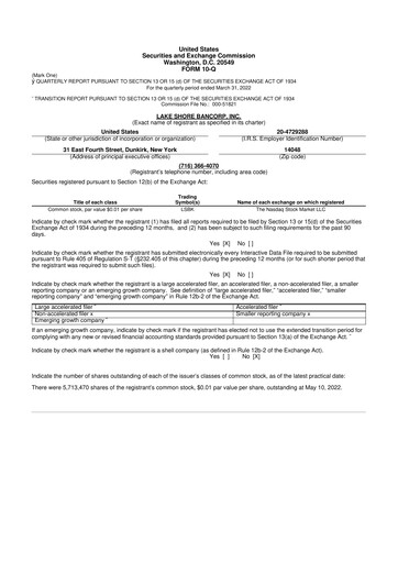 Thumbnail Lake Shore Bancorp 10-Q Quarterly Report FY2022 